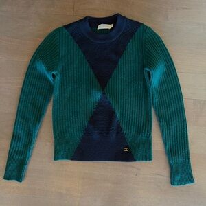 Tory Burch Navy and Green Knit Sweater